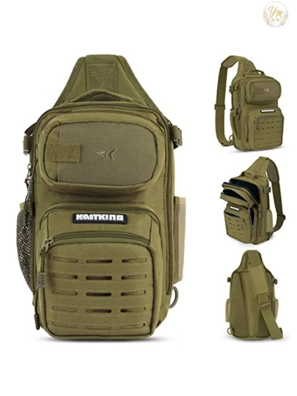 Tactical Fishing Sling Backpack with Rod Holder, Molle System, Water-Resistant